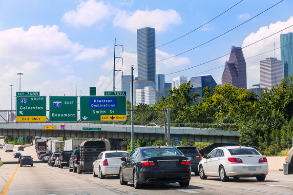 Houston Fwy traffic 10 Interstate in Texas US
