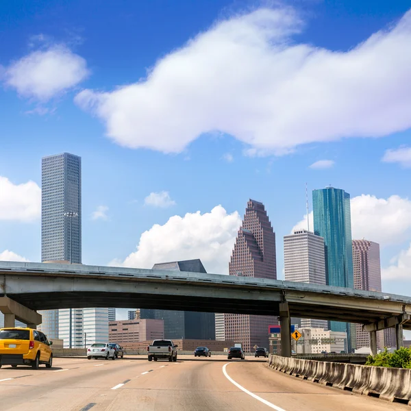 Houston skyline på Gulf motorvägen I-45 Texas oss — Stockfoto