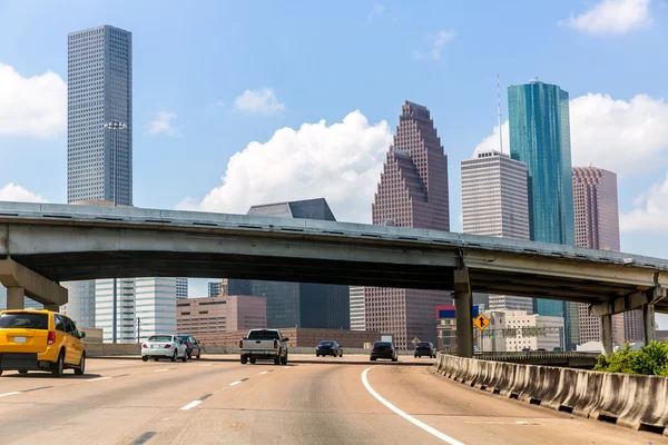 Houston skyline sulla Gulf Freeway I-45 Texas IT — Foto Stock