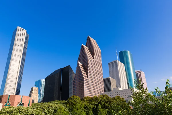 Skyline van Houston North blauwe hemel bij Texas Usa — Stockfoto