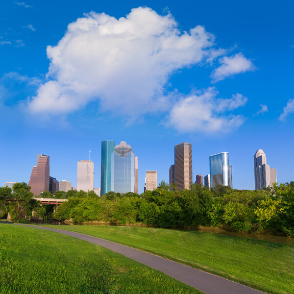 Huston skyline from Eleanor Telley park Texas US
