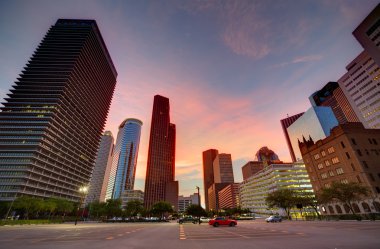 Gün batımı Texas bize Houston şehir manzarası