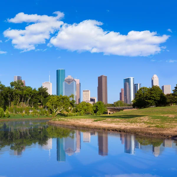 Skyline di Houston dal parco commemorativo di Texas Stati Uniti — Foto Stock