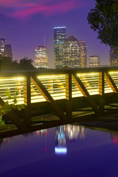 Coucher de soleil Houston skyline Texas États-Unis — Photo