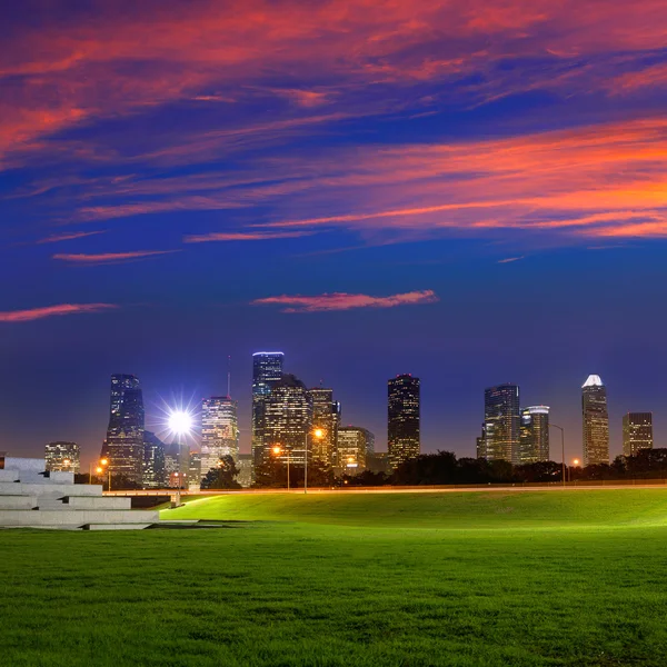 Houston Downtown skyline at sunset Texas US — Stock Photo © lunamarina