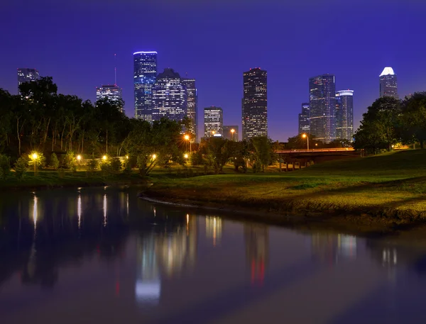 Houston Texas minket naplemente skyline — Stock Fotó