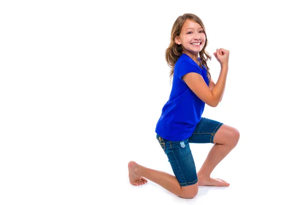 Excited winner expression kid girl hands gesture — Stock Photo, Image