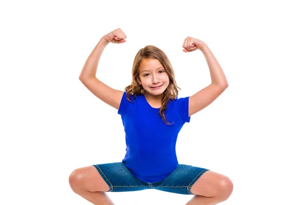 Funny strong expression kid girl hands gesture — Stock Photo, Image