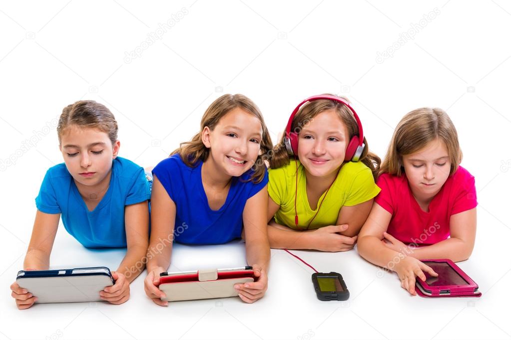 sisters kid girls tech tablets and smatphones