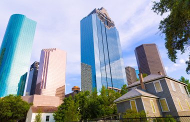Houston skyline in Sam Houston Park at Texas US clipart