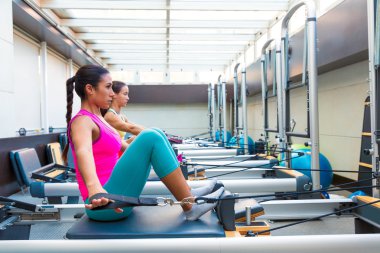 Pilates reformer workout exercises women clipart