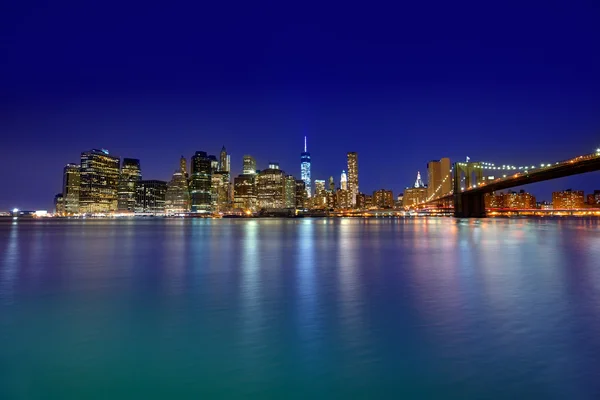 Brooklyn Bridge zachód New York Manhattan — Zdjęcie stockowe