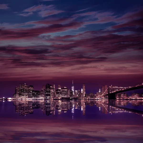 Ponte di Brooklyn tramonto New York Manhattan — Foto Stock