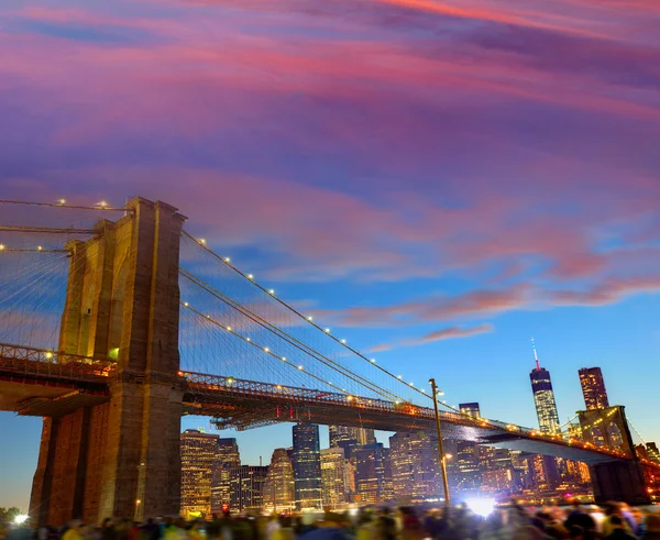 Brooklyn bridge and Manhattan skyline July 4th — Stock Photo, Image