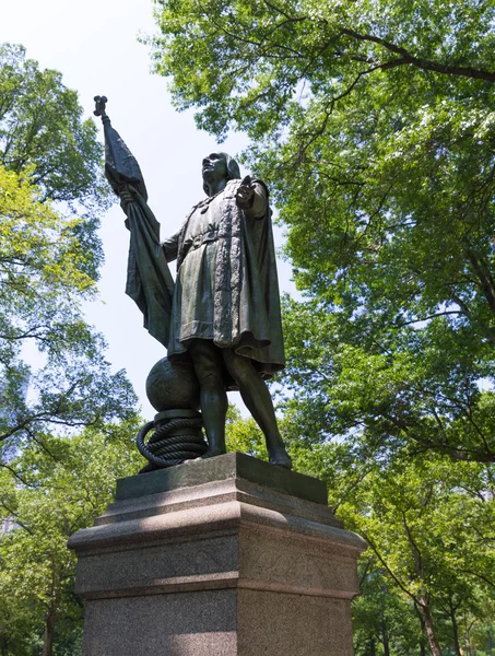 Central Park Christopher Columbus-statyn — Stockfoto