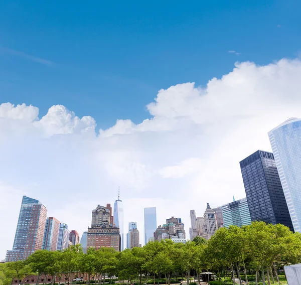 Lower Manhattan New York skyline Battery Park — Stock Photo, Image