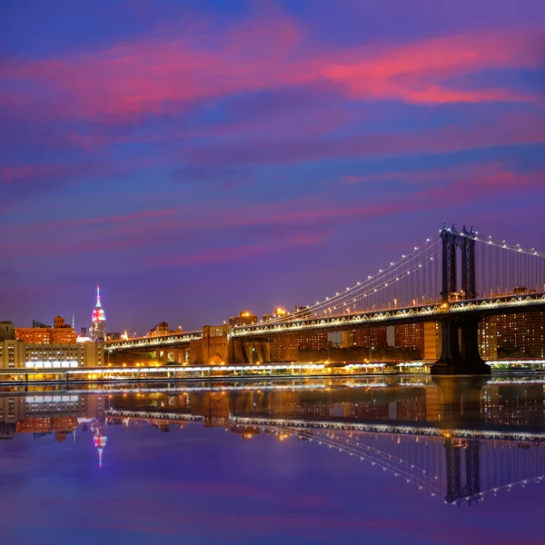 Manhattan Bridge sunset New York NY NYC EUA — Fotografia de Stock