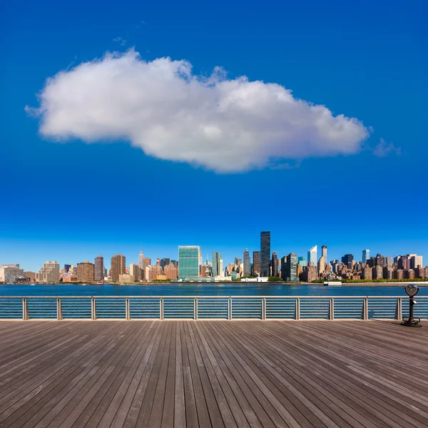 Manhattan New York soliga skyline East River Nyc — Stockfoto