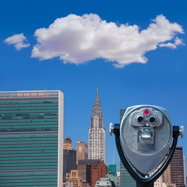Zonnige skyline van Manhattan New York East River Nyc — Stockfoto