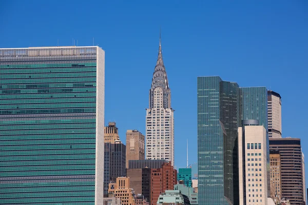 Manhattan Nova Iorque horizonte ensolarado East River NYC — Fotografia de Stock