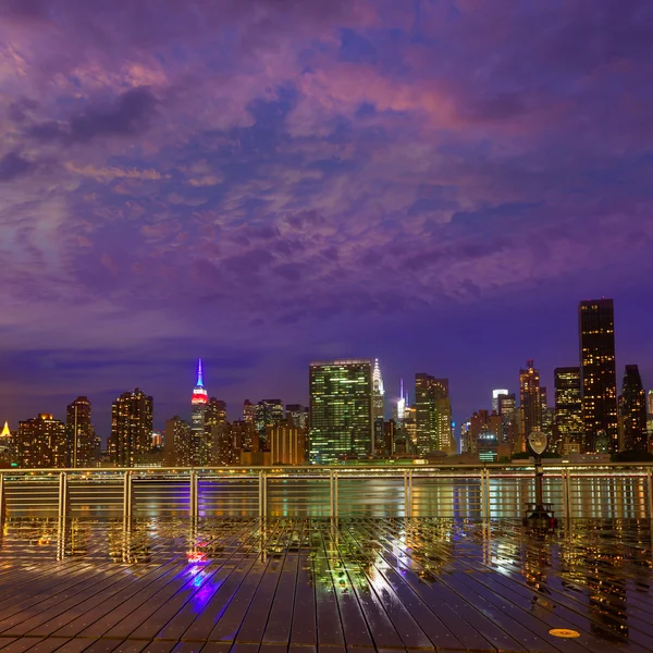 Manhattan New York skyline tramonto da Est — Foto Stock