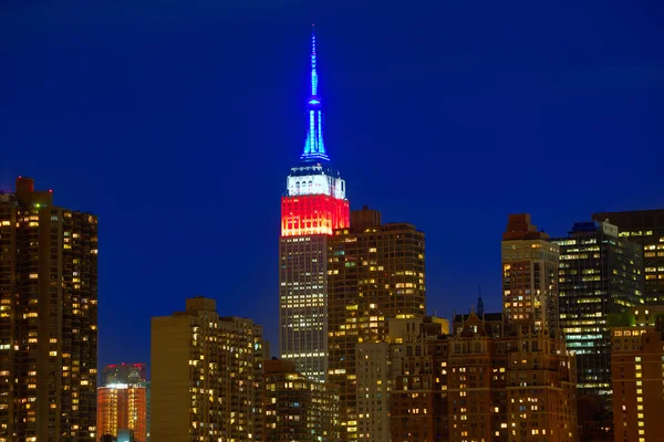 Manhattan New York coucher de soleil skyline de l'Est — Photo