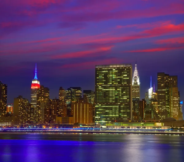 Manhattan New York sunset skyline from East — Stock Photo, Image