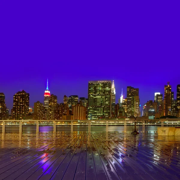 纽约曼哈顿夕阳天际线从东 — 图库照片