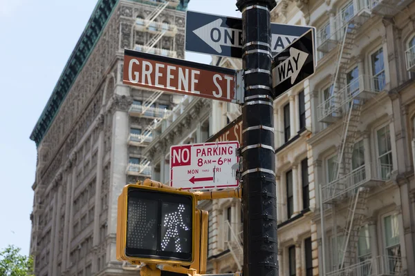 Soho Greene St sinal Manhattan New York City — Fotografia de Stock