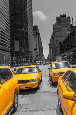 Times Square New York sarı taksi gün ışığından yararlanma