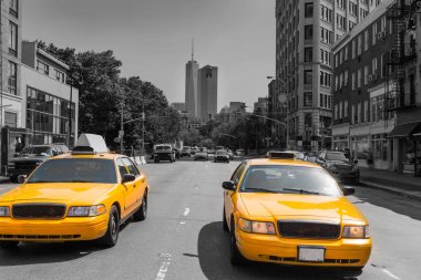 New York Manhattan sarı taksi West Village'da