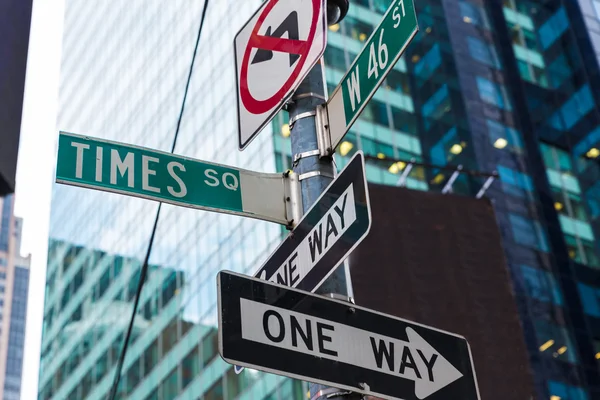 Times Square signs & W 46 st New York — Stock Photo, Image