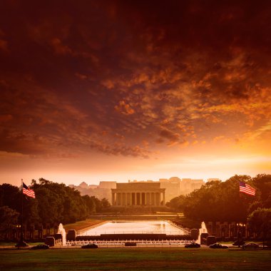 Abraham Lincoln Memorial sunset Washington Dc clipart