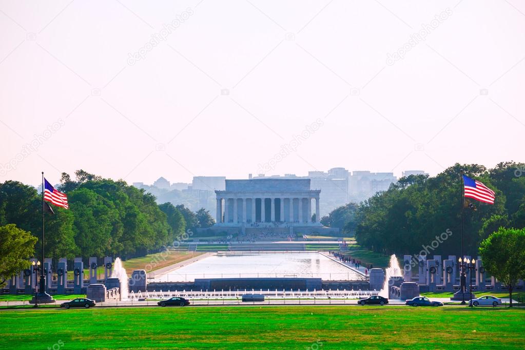 Abraham Lincoln Memorial sunset Washington Dc