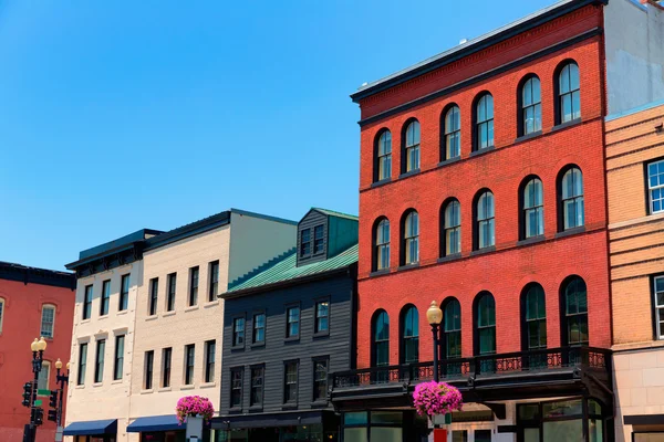 Fasády historické čtvrti Georgetown Washington — Stock fotografie