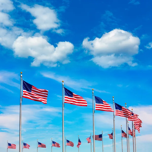 Washington Monument flags circle in DC USA — Stock Photo, Image