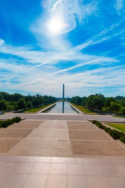 Washington Monumento mattina piscina riflettente — Foto Stock