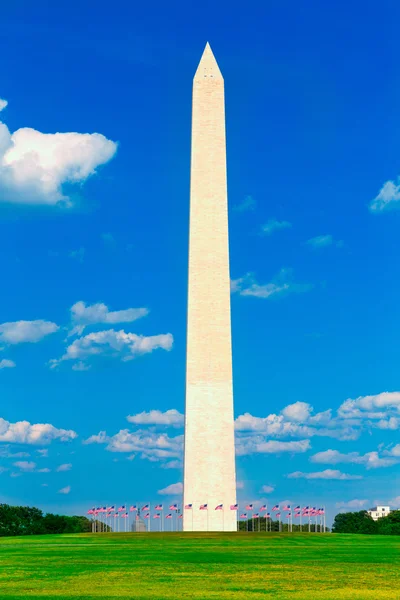 Washington Monumento y banderas en DC USA — Foto de Stock