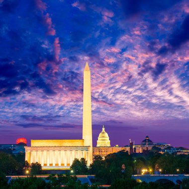 Washington Anıtı Capitol ve Lincoln memorial