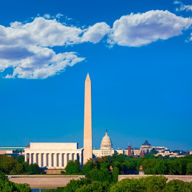 Washington Monument Capitol and Lincoln memorial clipart