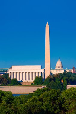 Washington Monument Capitol and Lincoln memorial clipart