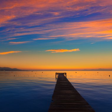 Mayorka Muro beach gündoğumu Alcudia Bay Mallorca