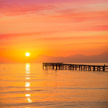 Mayorka Muro beach gündoğumu Alcudia Bay Mallorca