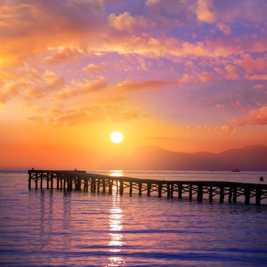 Mayorka Muro beach gündoğumu Alcudia Bay Mallorca