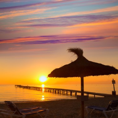 Mayorka Muro beach gündoğumu Alcudia Bay Mallorca