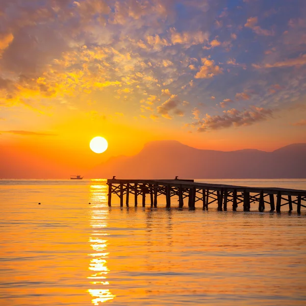 Mallorca Muro strand zonsopgang Alcudia Bay Mallorca — Stockfoto