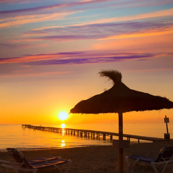 Майорка Muro пляж восход солнца Alcudia Bay Майорка — стоковое фото