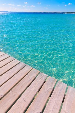 Platja de Alcudia beach iskelesinden Mallorca Majorca içinde
