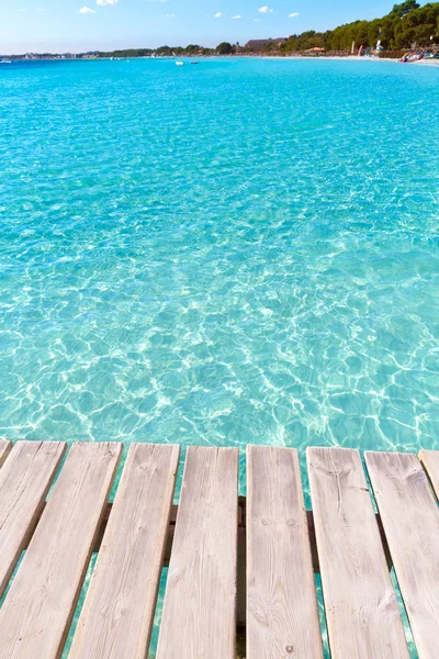 Platja de Alcudia beach pier in Mallorca Majorca — Stock Photo, Image