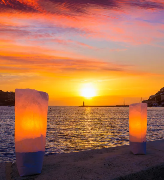 Puesta de sol en Mallorca Puerto de Andratx — Foto de Stock